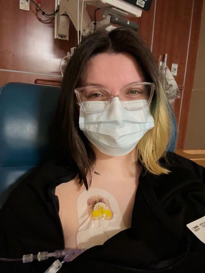 Woman in RZT with chest port