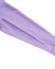 Close-up of a purple sleeve with a zipper on a white background