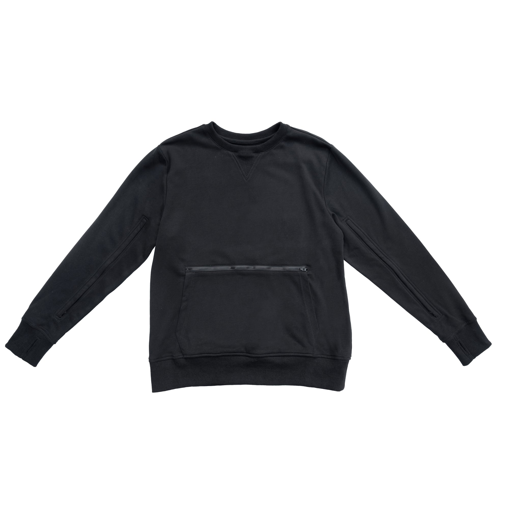 Flat image of black sweatshirt