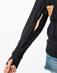 Sleeve with zipper open
