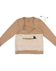 Flat of Khaki Stripe Zip Access Sweatshirt with multiple medical devices