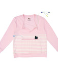 Pale Pink Adult Stripe Zip Access Sweatshirt with medical devices