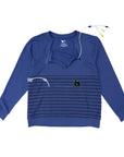 Flat of Navy Adult Stripe Zip Access Sweatshirt with medical devices