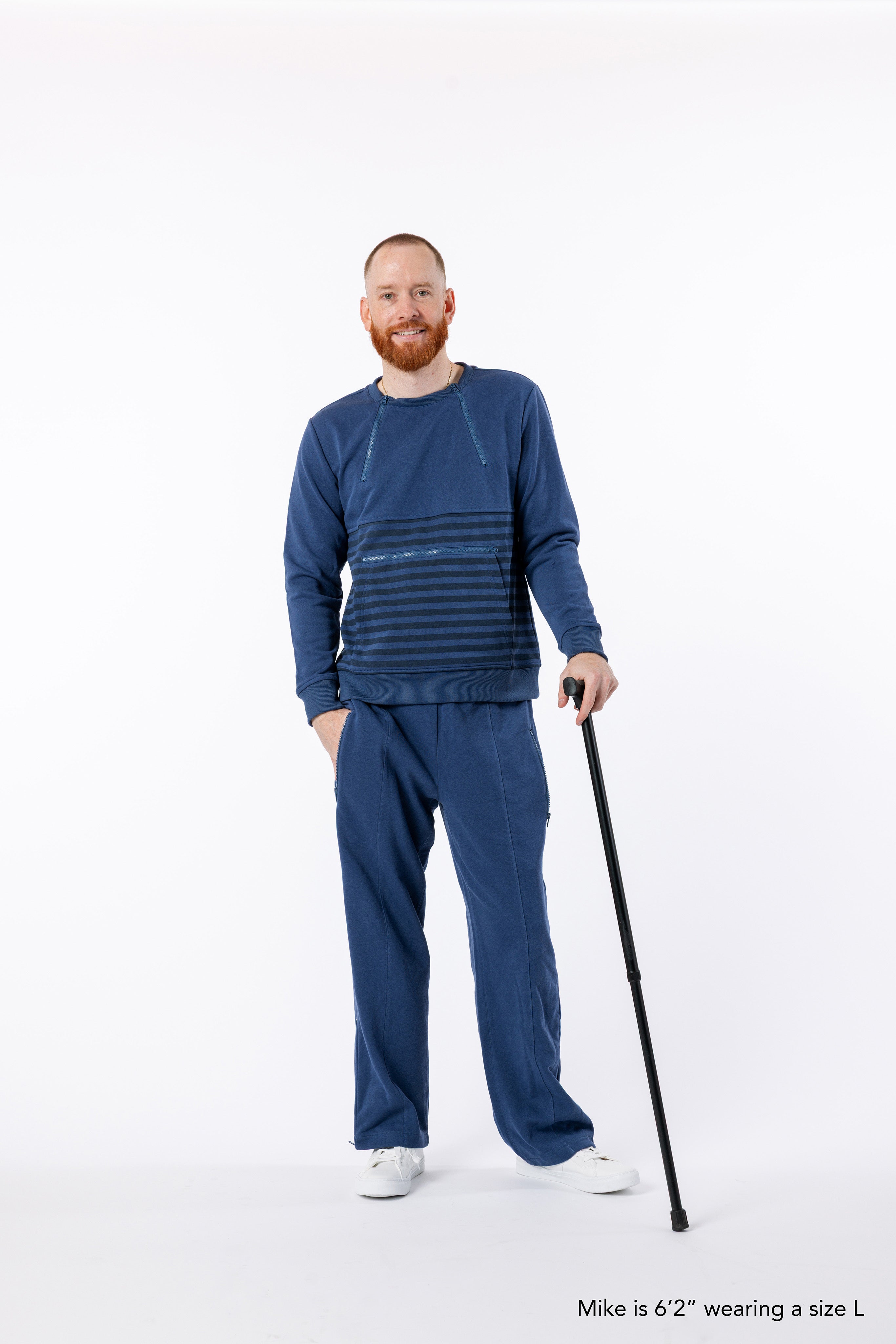 Navy Adult Stripe Zip Access Sweatshirt – SpoonieThreads