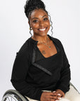 Denisha is 5'5" wearing a size M