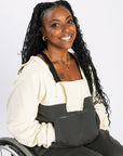 Denisha is 5'5" wearing a size XS