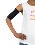 Woman wearing black support sleeve