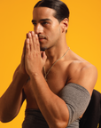 Man wearing heathered support sleeve and waistband