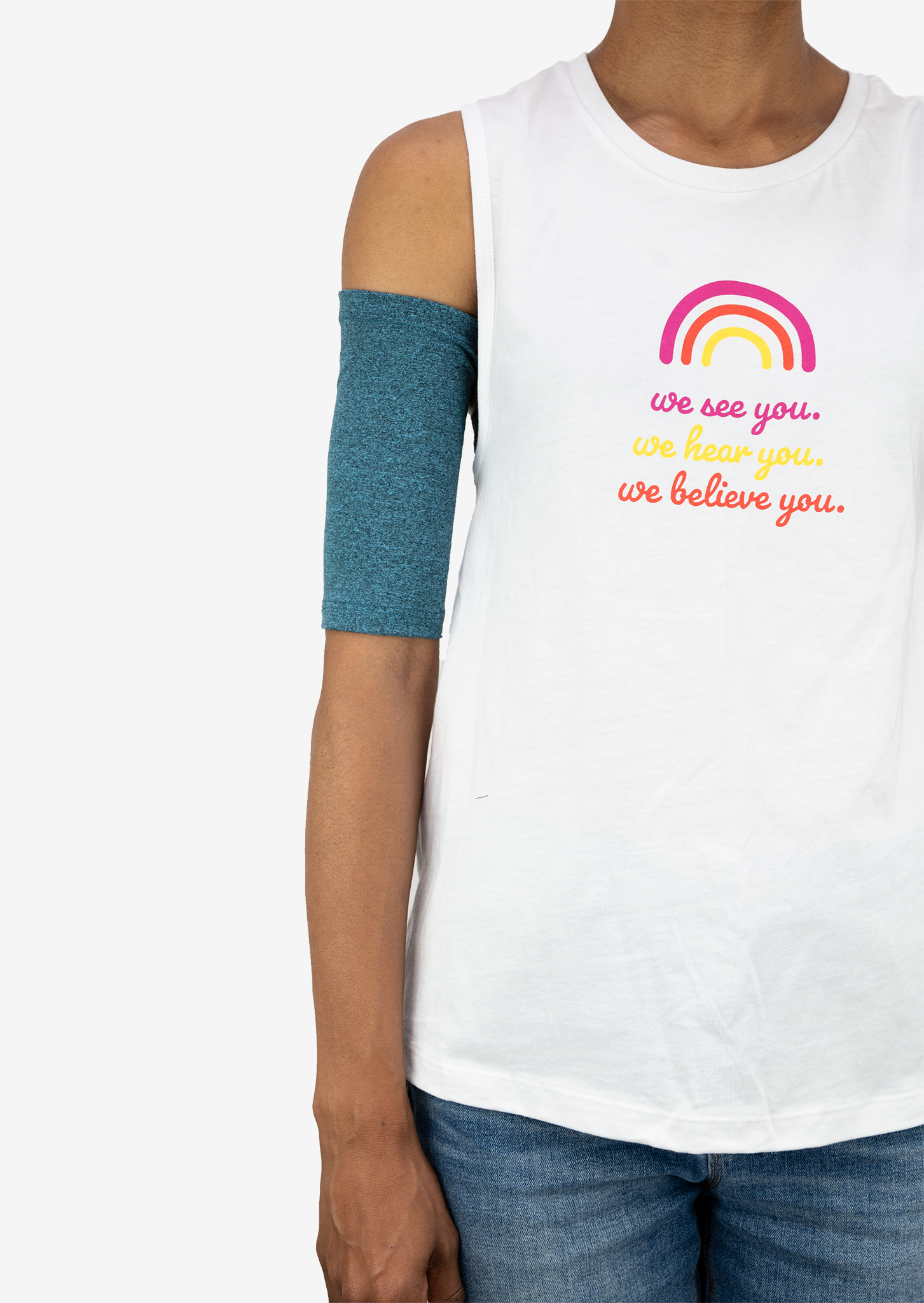Teal Support Sleeve shown on model