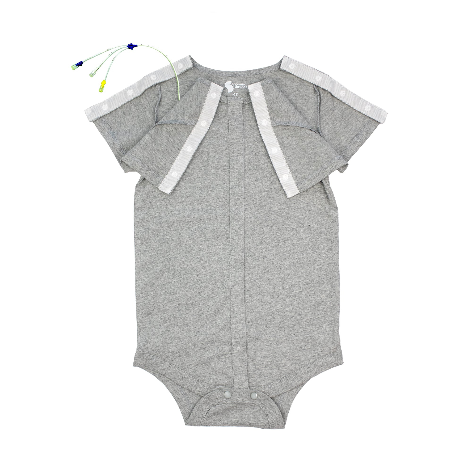 Gray All-Access Bodysuit | G-Tube, Catheter, NICU/PICU, Port-friendly adaptive clothing