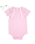 Flat of Pink All Access Bodysuit with Sleeve Snaps open and tubing