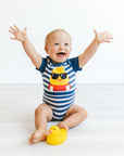 Boy in Duckies Tummy Zip Bodysuit