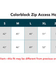 Colorblock Zip Access Hoodie Size Chart