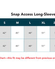 Snap Access Long-Sleeve Tee Shirt Size Chart