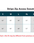 Stripe Zip Access Sweatshirt Size Chart