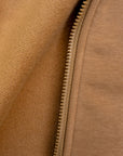 Closeup of inside and outside of Khaki Sweatshirt fabric