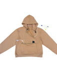 Khaki Zipper Access Hoodie with devices