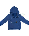 Blue Zipper Access Hoodie with various medical devices