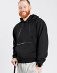 Mike wearing black Zipper Access Hoodie