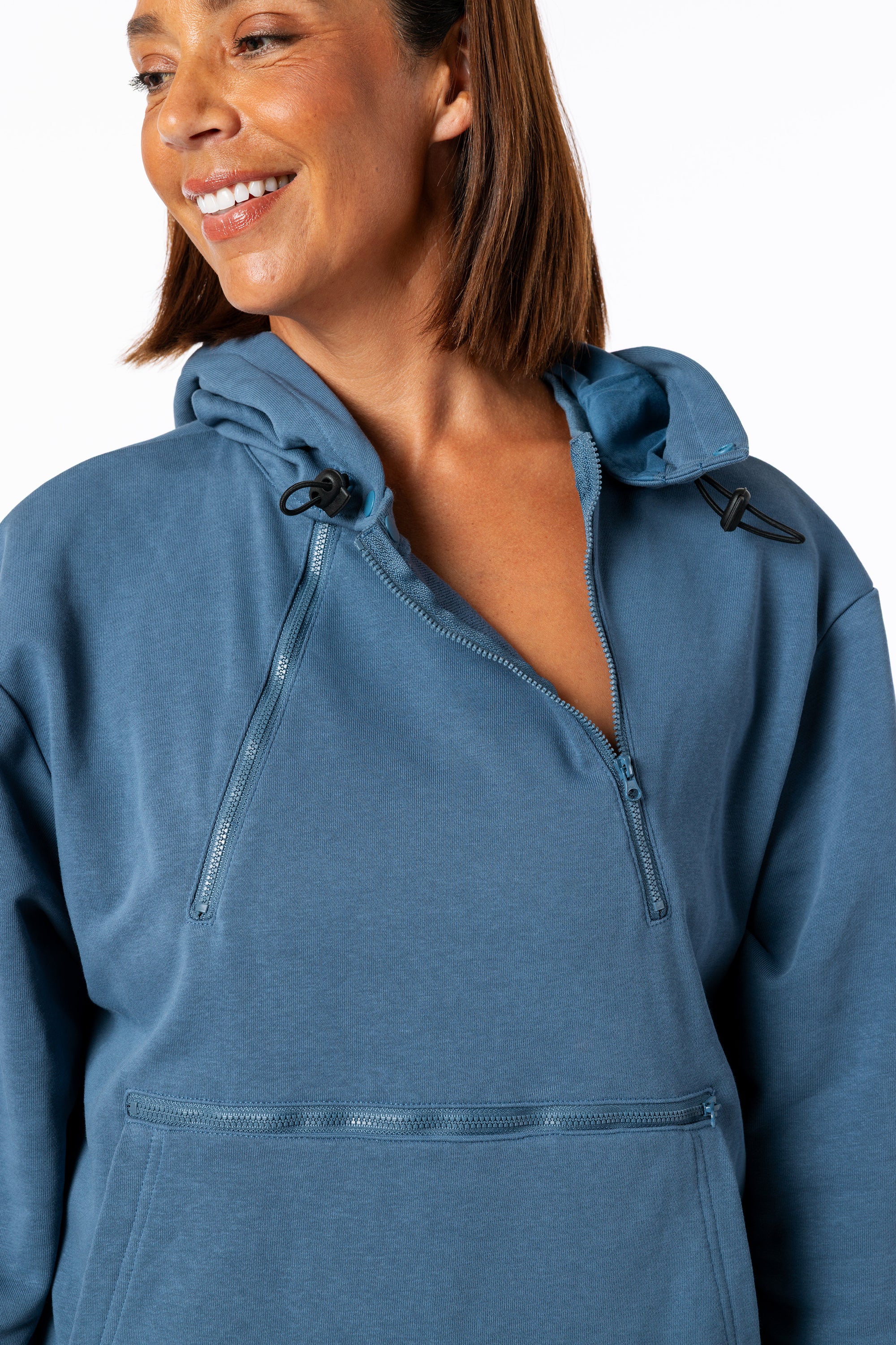 Closeup of open chest zipper