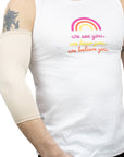 Beige Ultra Support Sleeve shown on male model