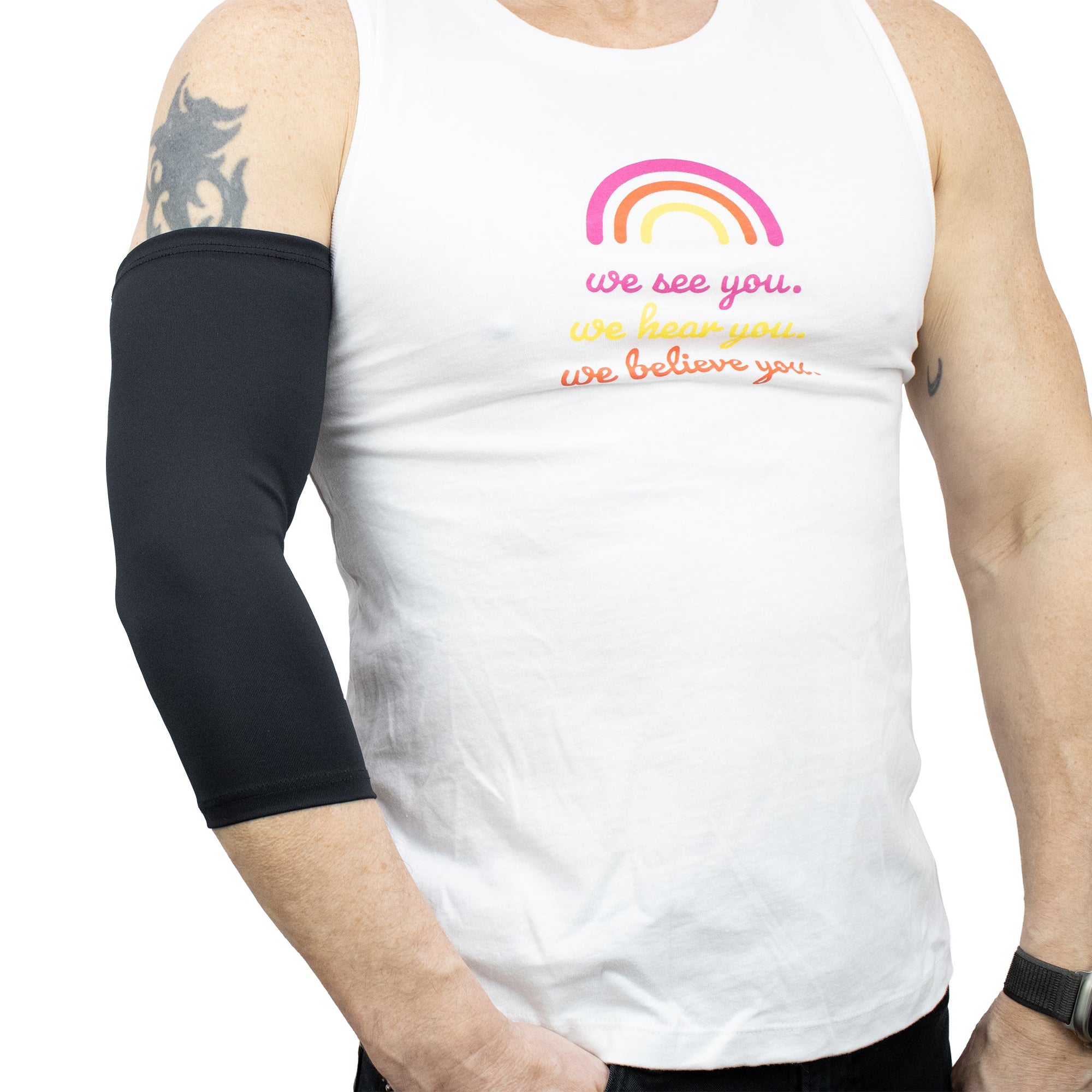 Black Ultra Support Sleeve shown on male model