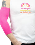 Male model wearing Pink Ultra Support Sleeve on arm