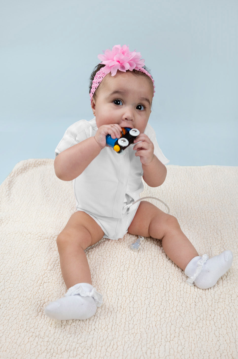 White All-Access Bodysuit | G-Tube, Catheter, NICU/PICU, Port-friendly adaptive clothing
