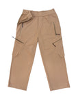 Flat of Wide Leg Cargo Pants in Khaki with open zipper