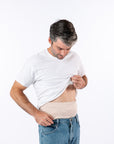 Male model wearing beige stretch waistband