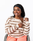 Denisha demonstrating chest zippers