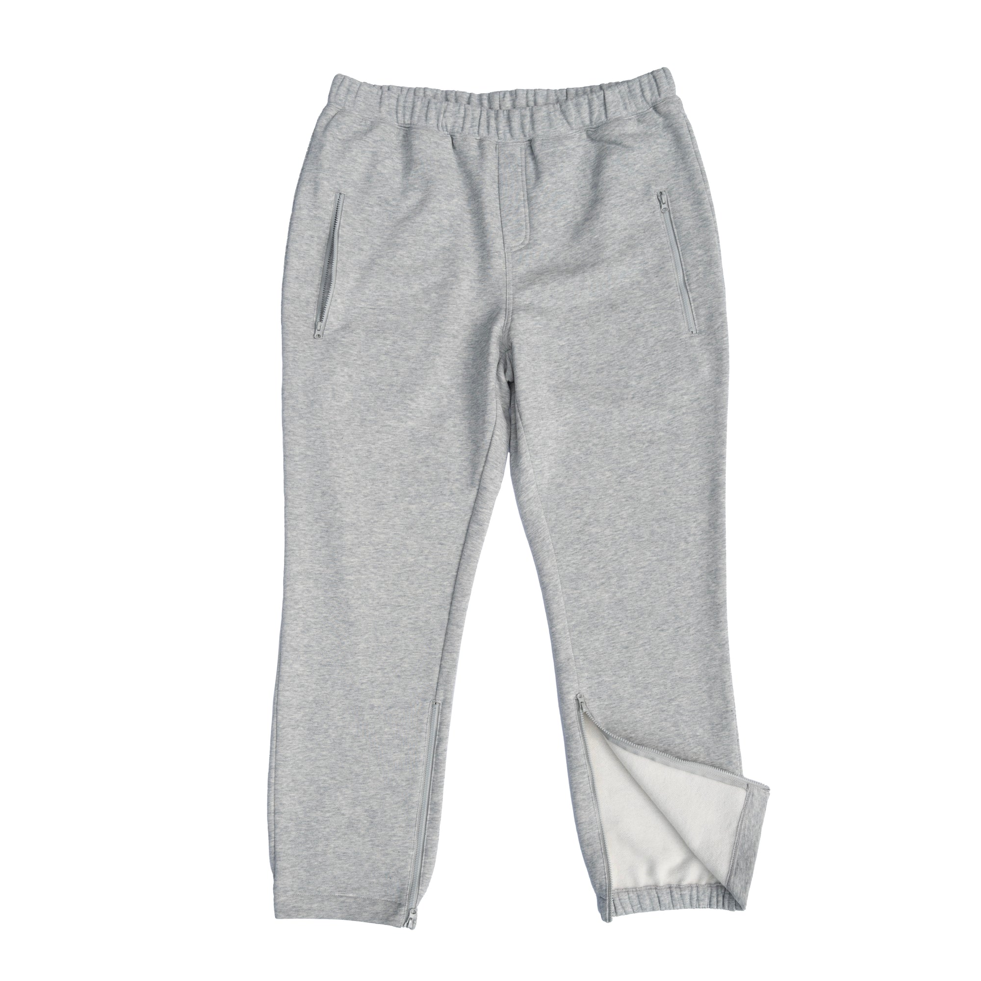 Gray Adult Ankle Zip Access Pant with open ankle zip