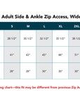 Size Chart for Solid Adult Side and Ankle Zip Access, Wide Leg Sweatpant