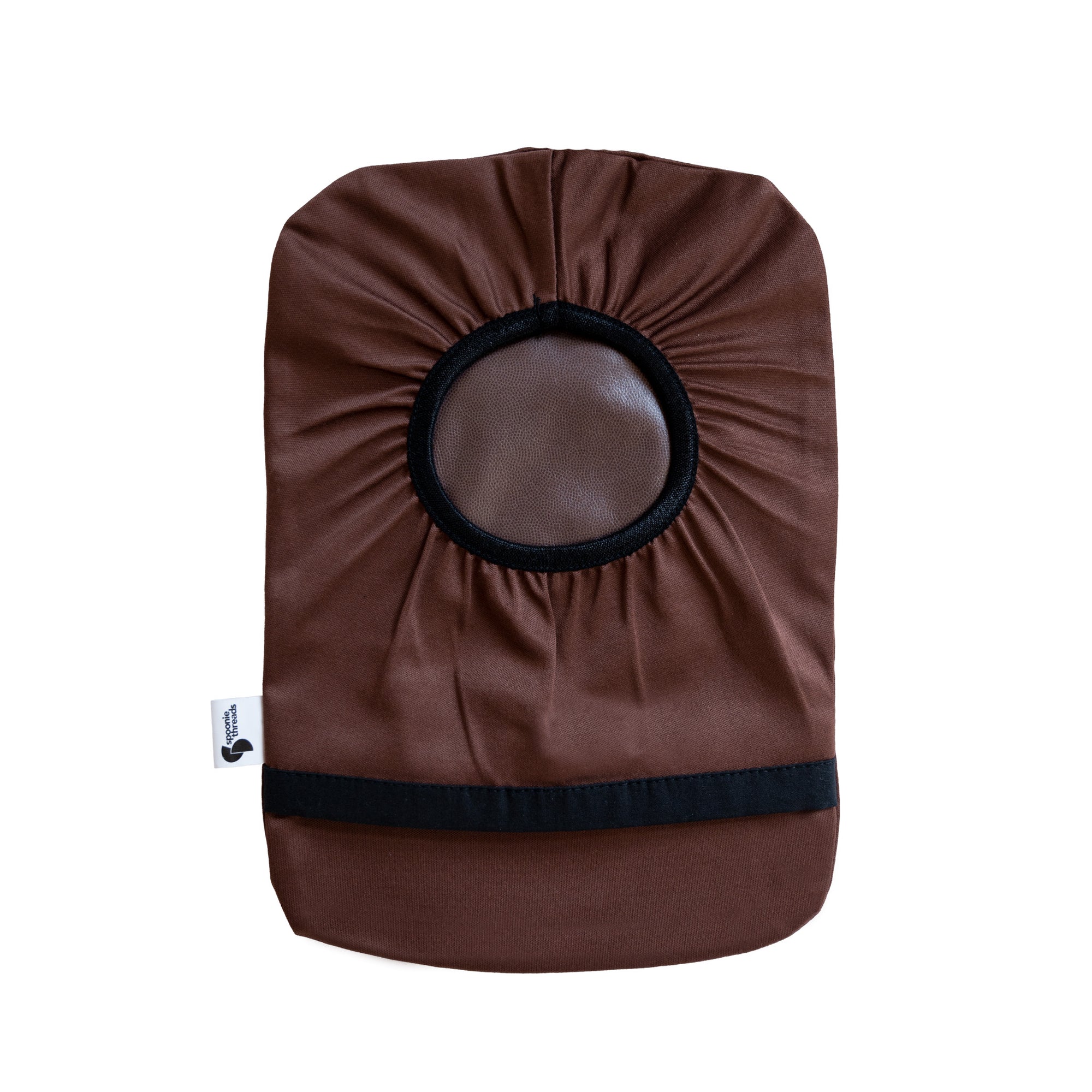 Flat of Brown elastic ostomy bag cover without pouch