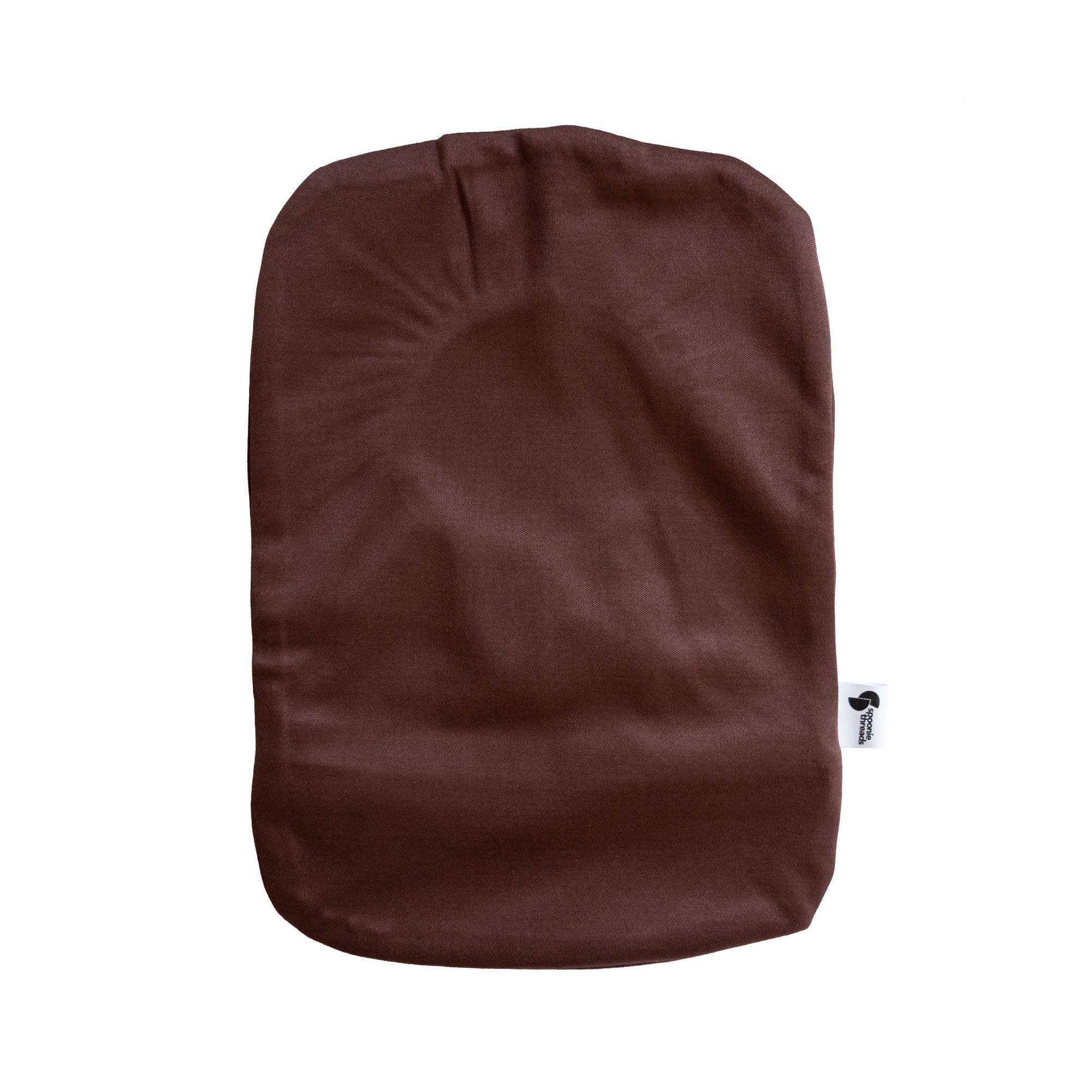 Flat of the back of brown elastic ostomy bag cover