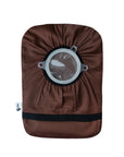 Flat of Brown elastic ostomy bag cover with pouch