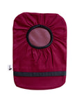 Flat of Burgundy elastic ostomy bag cover without pouch