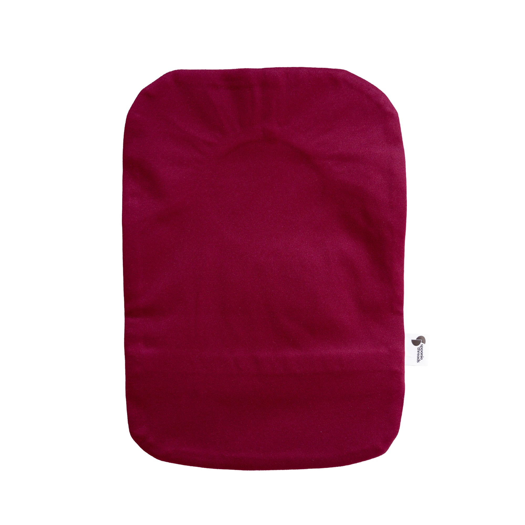 Flat of back of Burgundy elastic ostomy bag cover