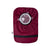 Flat of Burgundy elastic ostomy bag cover with pouch