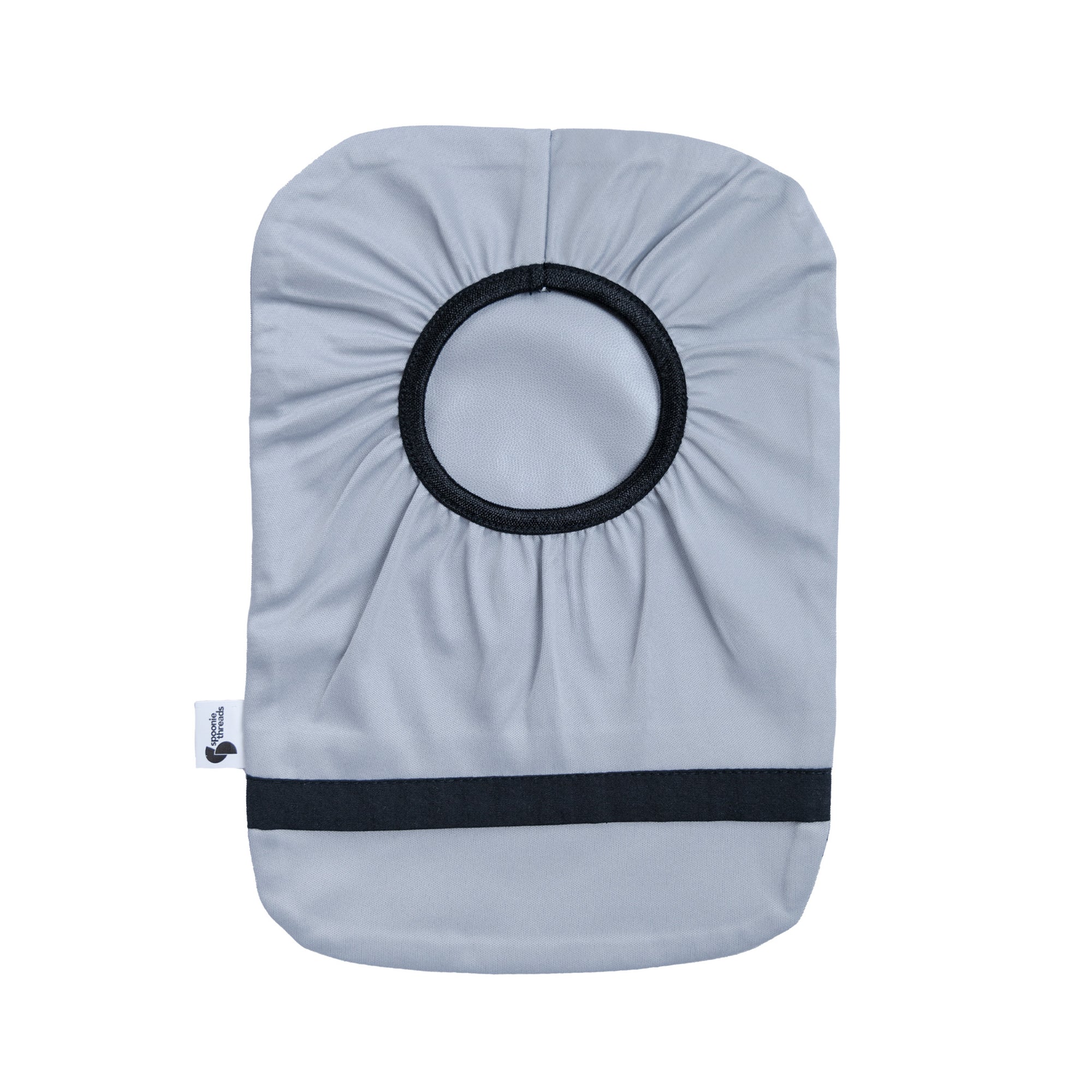 Flat of Gray elastic ostomy bag cover without pouch