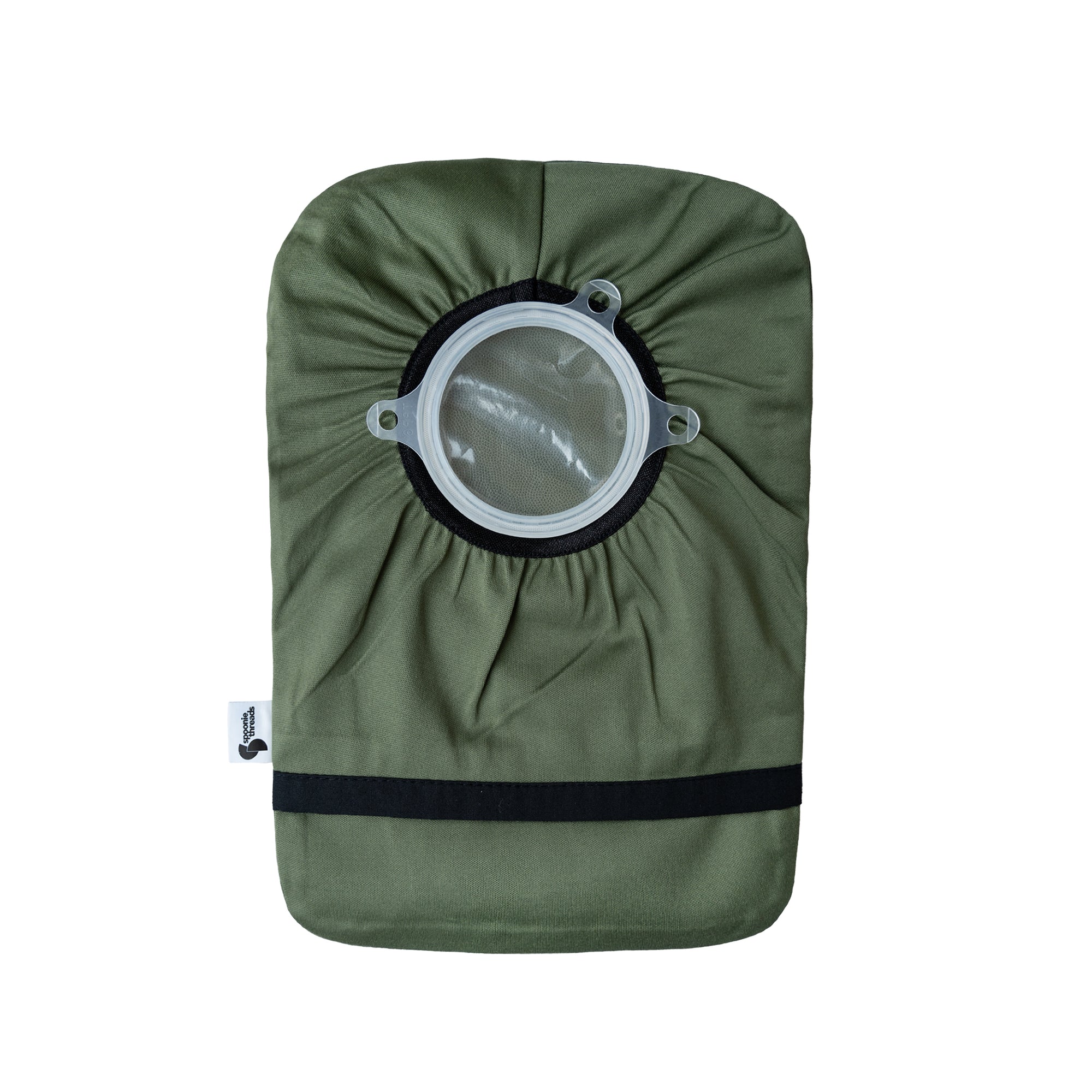 Flat of Olive elastic ostomy bag cover with pouch