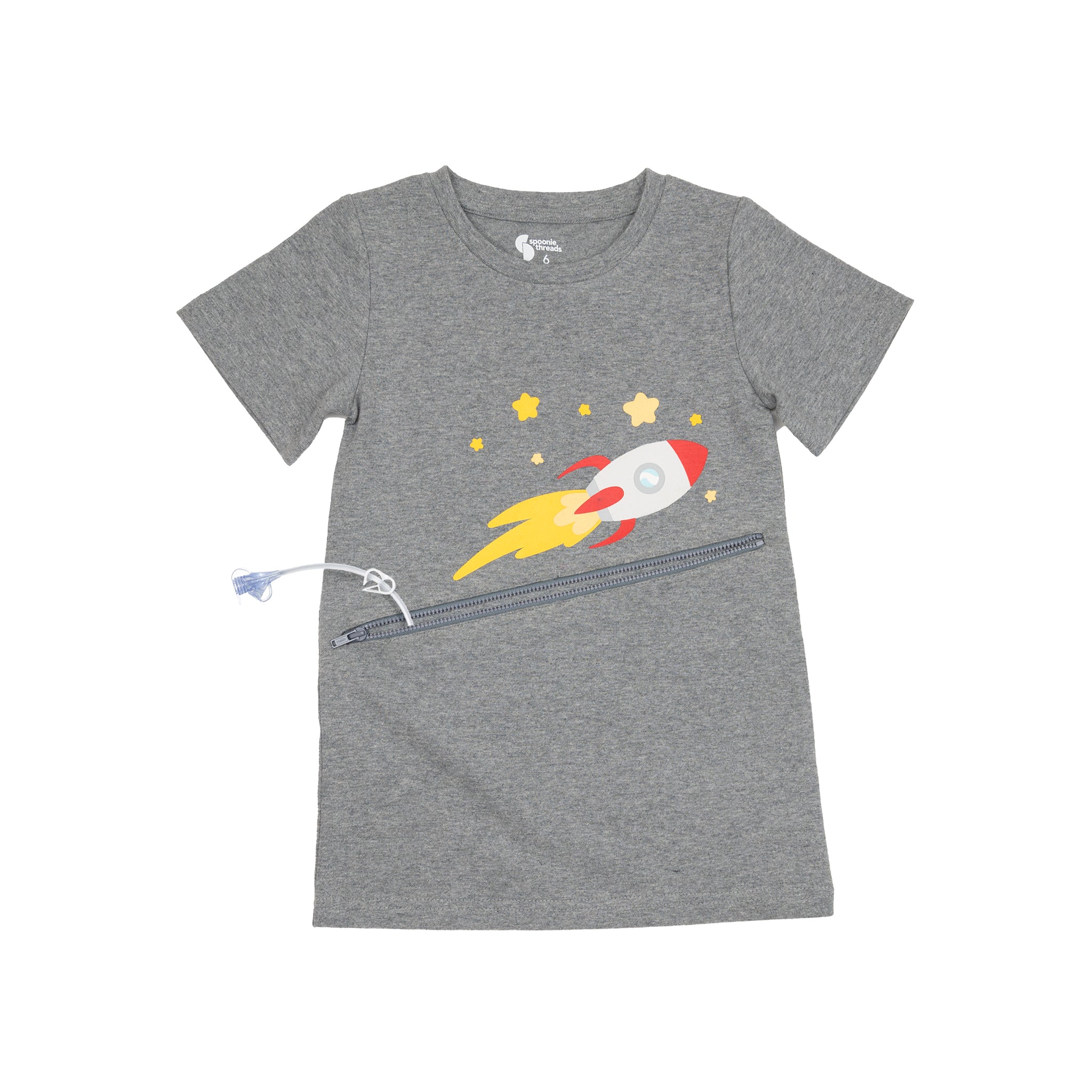 Gray Spaceship G-Tube Zip Shirt FINAL CLEARANCE