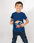 Boy in Firetruck G-Tube Zip Tee with blue G-Tube Pad