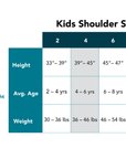 Kid's Shoulder Snap tee size chart