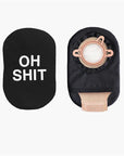 oh shit black ostomy text cover front and back side by side