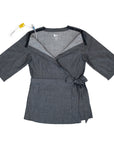 Adult Chest Access Chambray Wrap Top with medical device