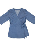 Flat of blue Adult Chest Access Chambray Wrap Top