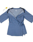 Adult Chest Access Chambray Wrap Top with medical device