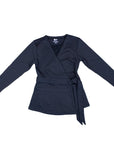 Flat of black Adult Chest Access French Terry Wrap Top