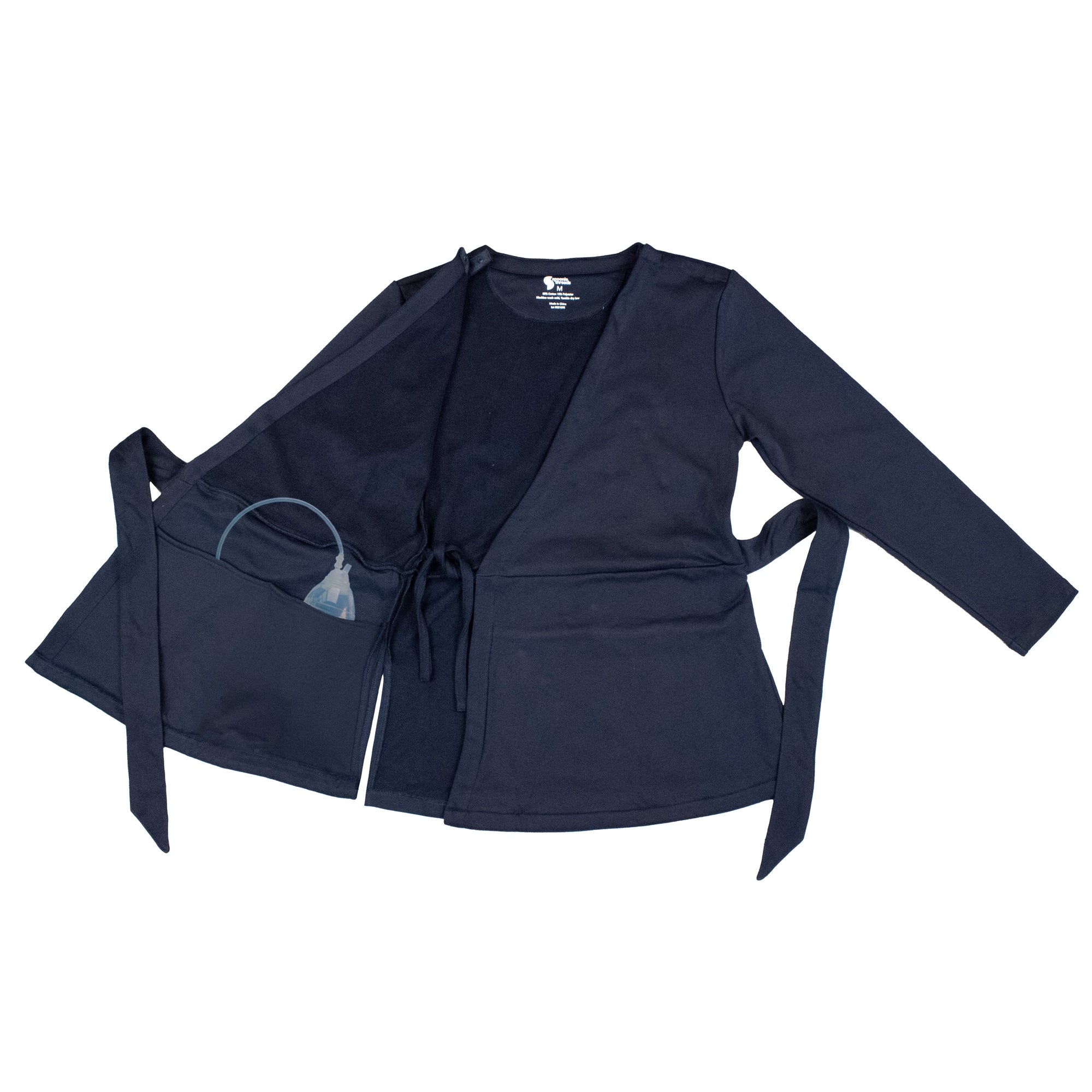 SLIM FIT Black Adult Chest Access French Terry Wrap Top FINAL SALE